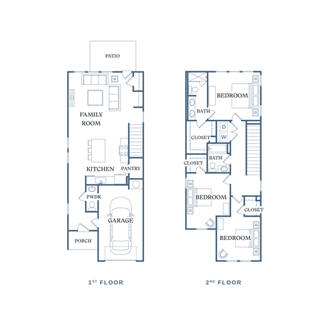 Floor plan for 3 beds, 2.5 baths, 1580 sqft